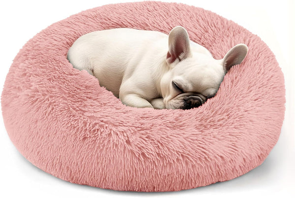 Hoewina Dog & Cat Bed for Indoor Cats, 20In Calming Donut Bed for Puppy and Kitten, Washable round Fluffy Pet Bed for Small Medium Dogs and Cats (Light Grey)49
