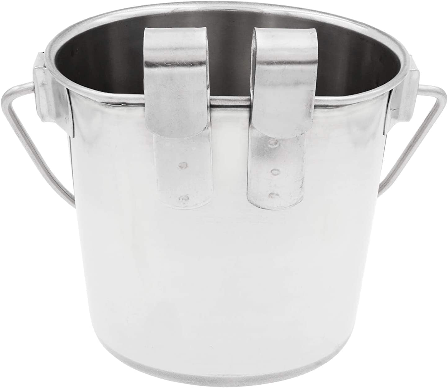 fuzzy-puppy-flat-sided-pail-with-dual-hooks-snugly-fit-on-dog-cat-and-critter-crates-cages-heavy-duty-stainless-steel-2-quart-pn-fsp-2