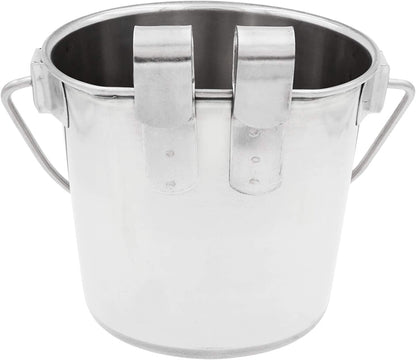 Fuzzy Puppy Flat Sided Pail with Dual Hooks, Snugly Fit on Dog, Cat and Critter Crates & Cages, Heavy Duty Stainless Steel | 2 Quart (PN: FSP-2)3