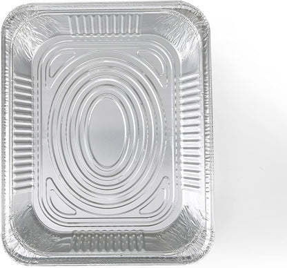 Disposable Half Size Deep Steam Table Pans, 12.5 X 10.25 X 2.5", 2 Ct | Heavy-Duty Foil Design, for Steaming, Baking, Roasting, Meal Prep, Catering, and Freezer Storage, Daily5