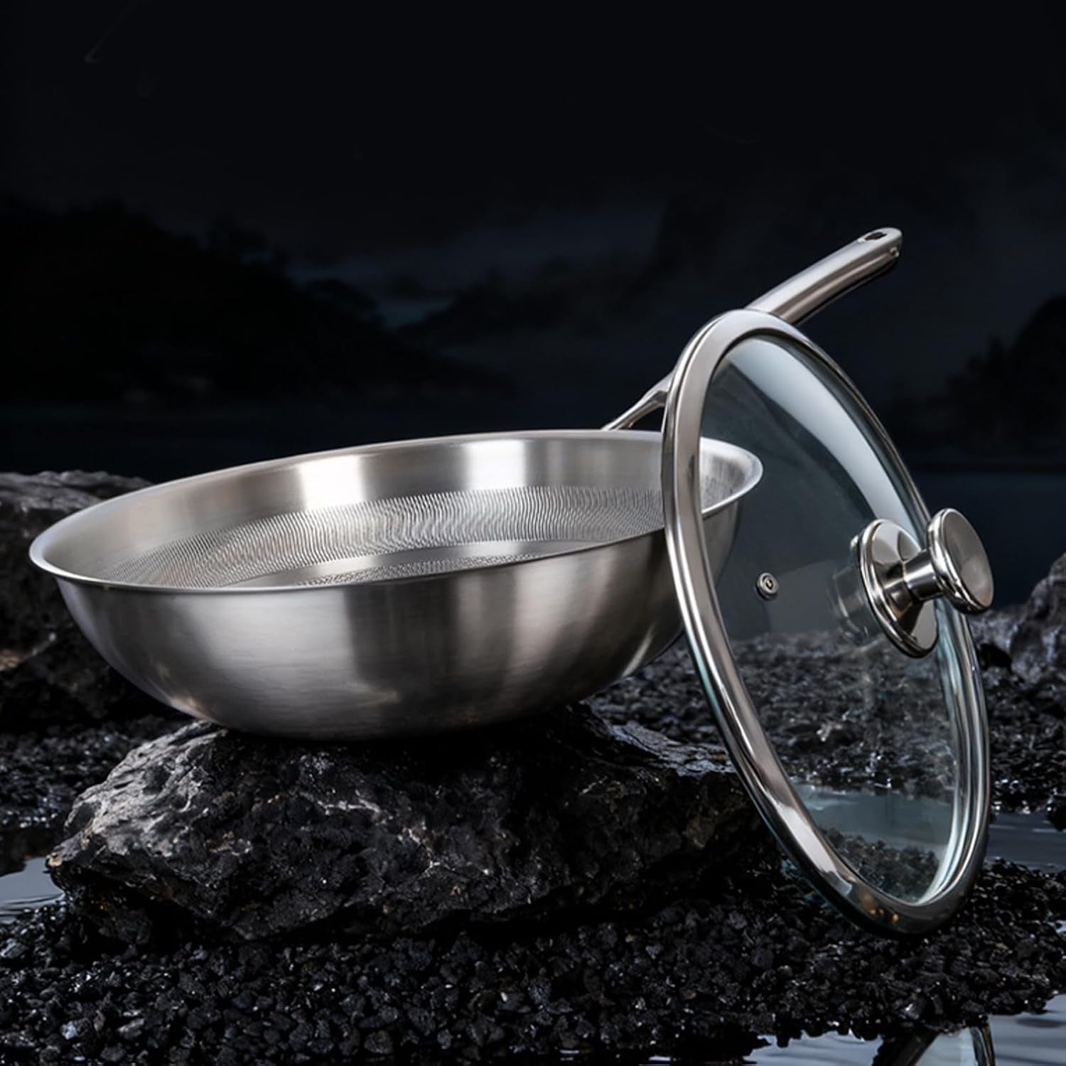 titanium-hammered-wok-with-lid-pure-no-coating-non-stick-titanium-pans-for-cooking-flat-bottom-wok-ultra-durable-scratch-resistant-compatible-with-all-cooktops-12-6in