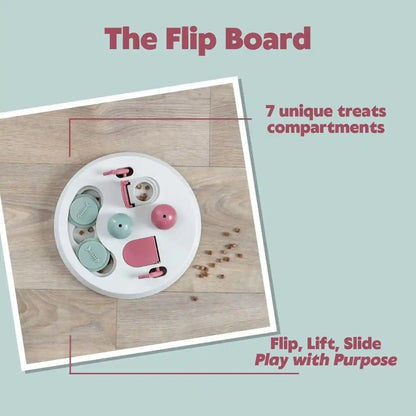 Trixie Cat Activity Flip Board – 4-Module Treat Puzzle Enrichment Toy for Mental Stimulation & Slow Feeding – Interactive Cat Toy for Indoor Cats – Berry/Gray, 9 X 9 X 2.5 In3
