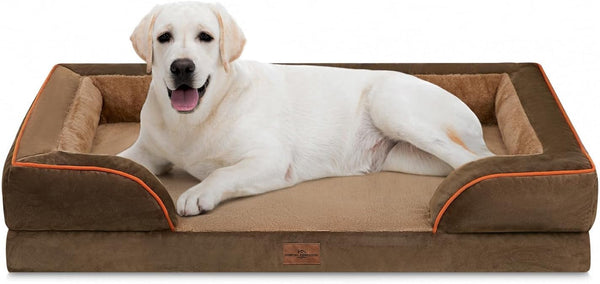 Comfort Expression Orthopedic Dog Bed for Extra Large Dogs with Bolster | Waterproof Dog Couch Bed with Washable Cover & Non-Slip Bottom, Supportive Egg Crate Foam XL Pet Bed, 42X30 Inch143