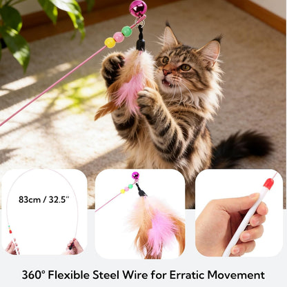 Cat Scratcher Bed with Toys, 4 Pack Oval Cat Scratcher Cardboard, Indoor Cat Scratch Bowl, Large Pad Cat Scratching Board with Catnip Fish Toy & Feather Wand for Furniture Protector L(17.5"X12.6"X3")6