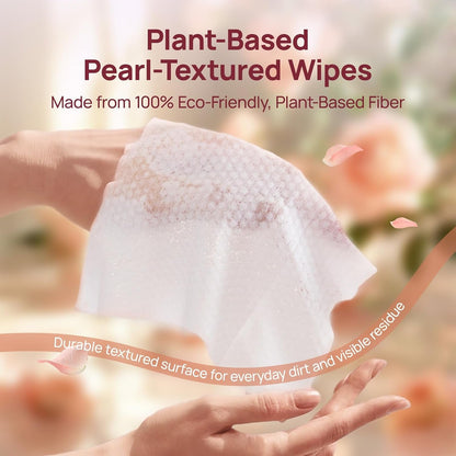 HICC PET Pet Cleaning Wipes for Dogs & Cats, Paws & Coat, 100 Count | Pearl-Textured, with Fermented Coconut Oil and Damask Rose, for Face and Rear-End Cleaning after Walks or between Baths5