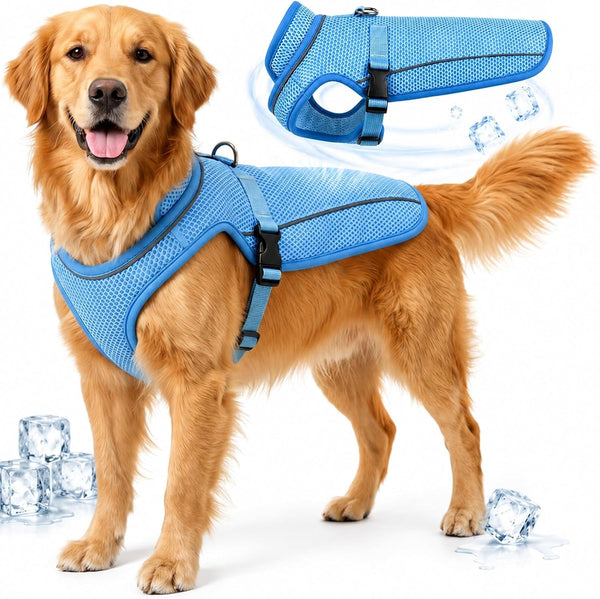 Dog Cooling Vest, Evaporative Cooling Dog Jacket with UV Protection, Lightweight Breathable Mesh Dog Cooling Shirt, Summer Heat Relief Gear with Adjustable Buckles for Hot Weather Walking & Hiking1