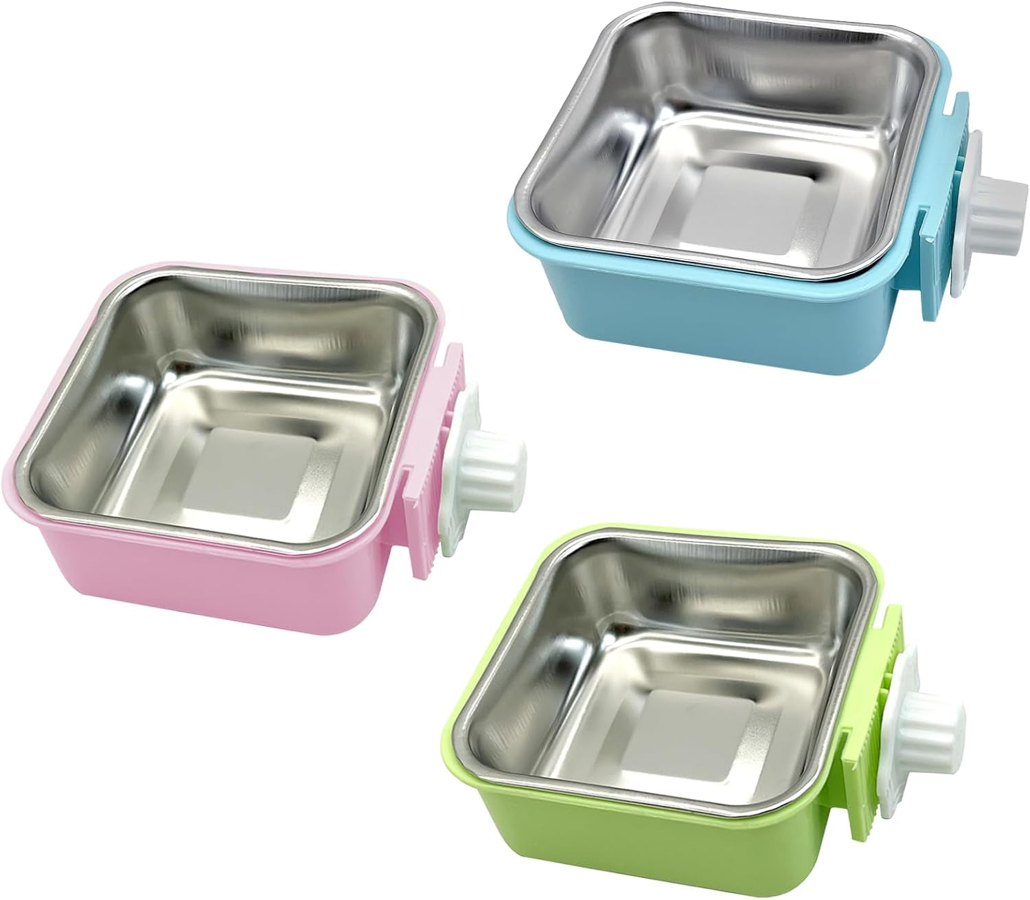 kathson-crate-dog-bowl-removable-stainless-steel-hanging-pet-kennel-cage-bowl-food-water-feeder-coop-cup-for-puppy-cat-rabbit-guinea-pigs-ferret-bird-2-pcs-size-m-blue-and-green
