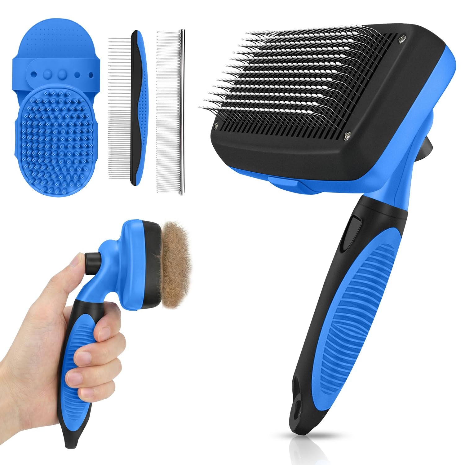 self-cleaning-shedding-brush-5-in-1-professional-pet-grooming-kit-skin-friendly-grooming-tool-for-dogs-cats-and-puppies-deshedding-and-hair-removal-for-long-and-short-haired-pets-blue