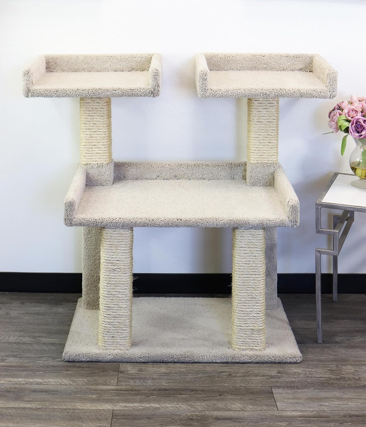 prestige-cat-trees-maine-coon-deluxe-cat-perch-made-in-usa-sturdy-solid-wood-tower-for-large-multiple-cats-easy-2-step-assembly-plush-carpet-sisal-scratch-posts