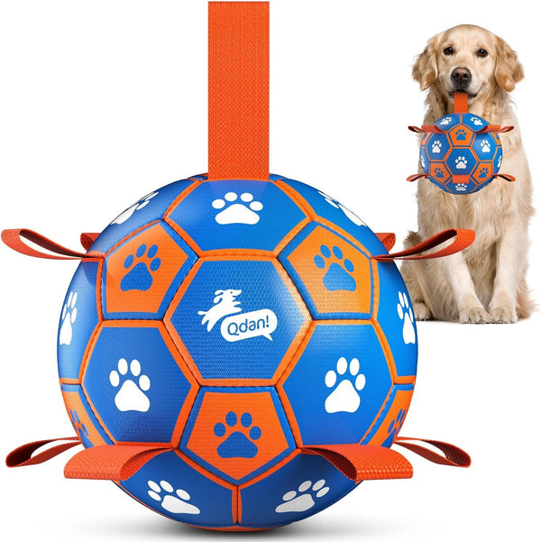 QDAN Dog Balls, 6 Inch Dog Soccer Ball with Straps, Herding Balls for Dogs | Outdoor Dog Toys Balls for 20-40 Lb Dogs, Puppy Ball to Keep Them Busy, Dog Pool Water Play Toy, Puppy Birthday Gifts13