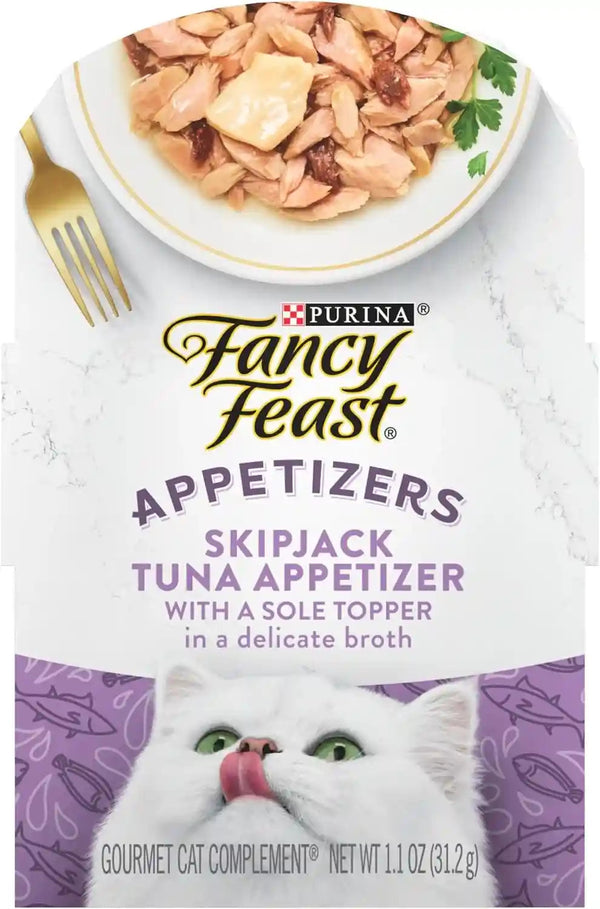 Purina Fancy Feast Appetizers, Skipjack Tuna & Sole, 1.1 Oz Trays, 10-Pack1