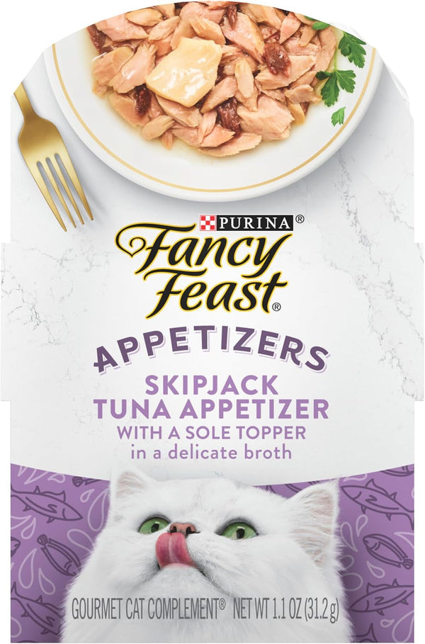 Purina Fancy Feast Appetizers, Skipjack Tuna & Sole, 1.1 Oz Trays, 10-Pack1