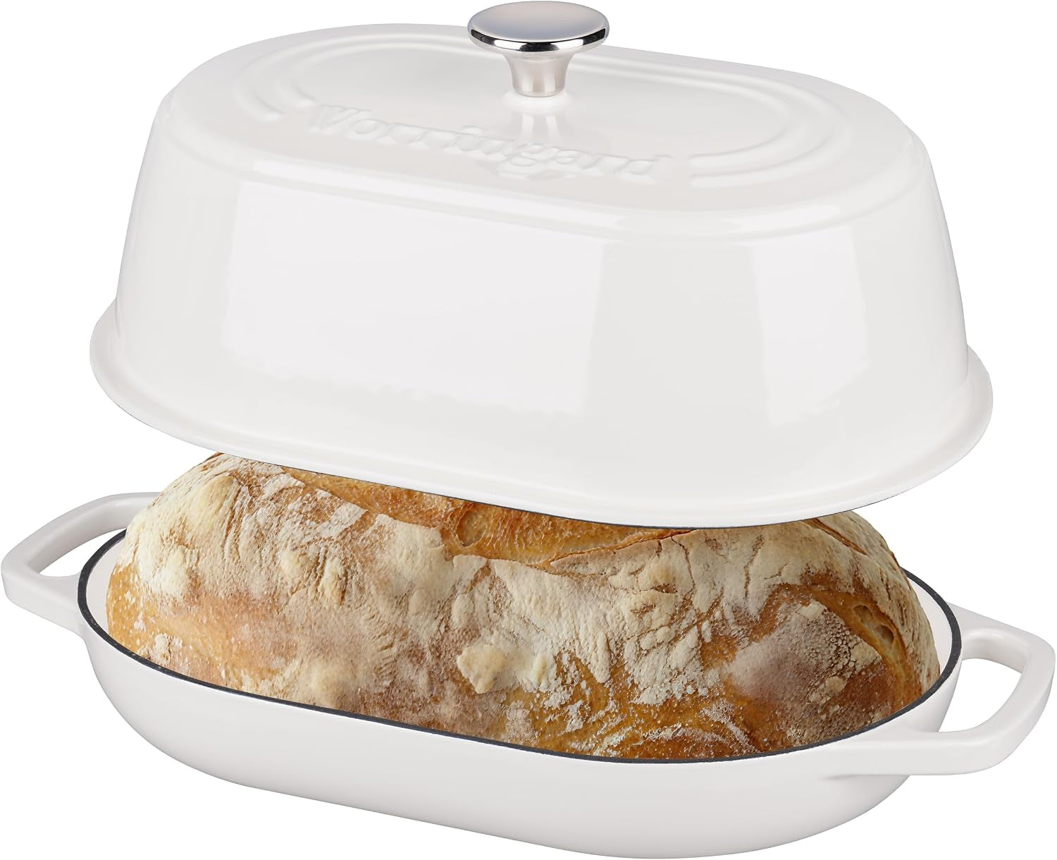 enameled-cast-iron-dutch-oven-pot-with-dome-lid-oval-bread-oven-for-homemade-sourdough-bread-baking-oven-safe-up-to-500-f-6-quart-white