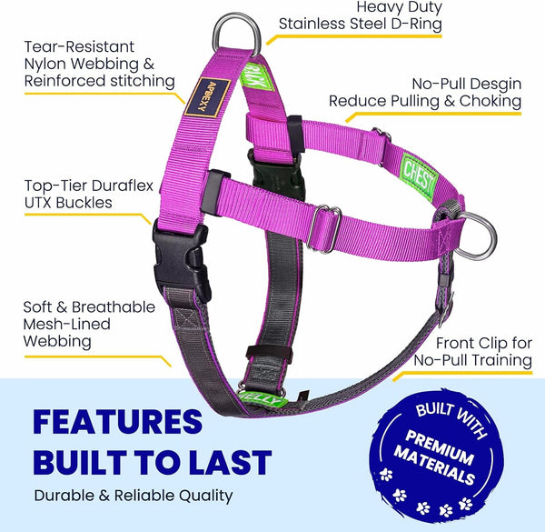 Freedom No Pull Dog Harness, Purple, Large | Designed for Hound Dog Train, Easy Walk with 2 Stainless D-Rings, Sewn-In Instructions Tags, 60-80 Lbs3