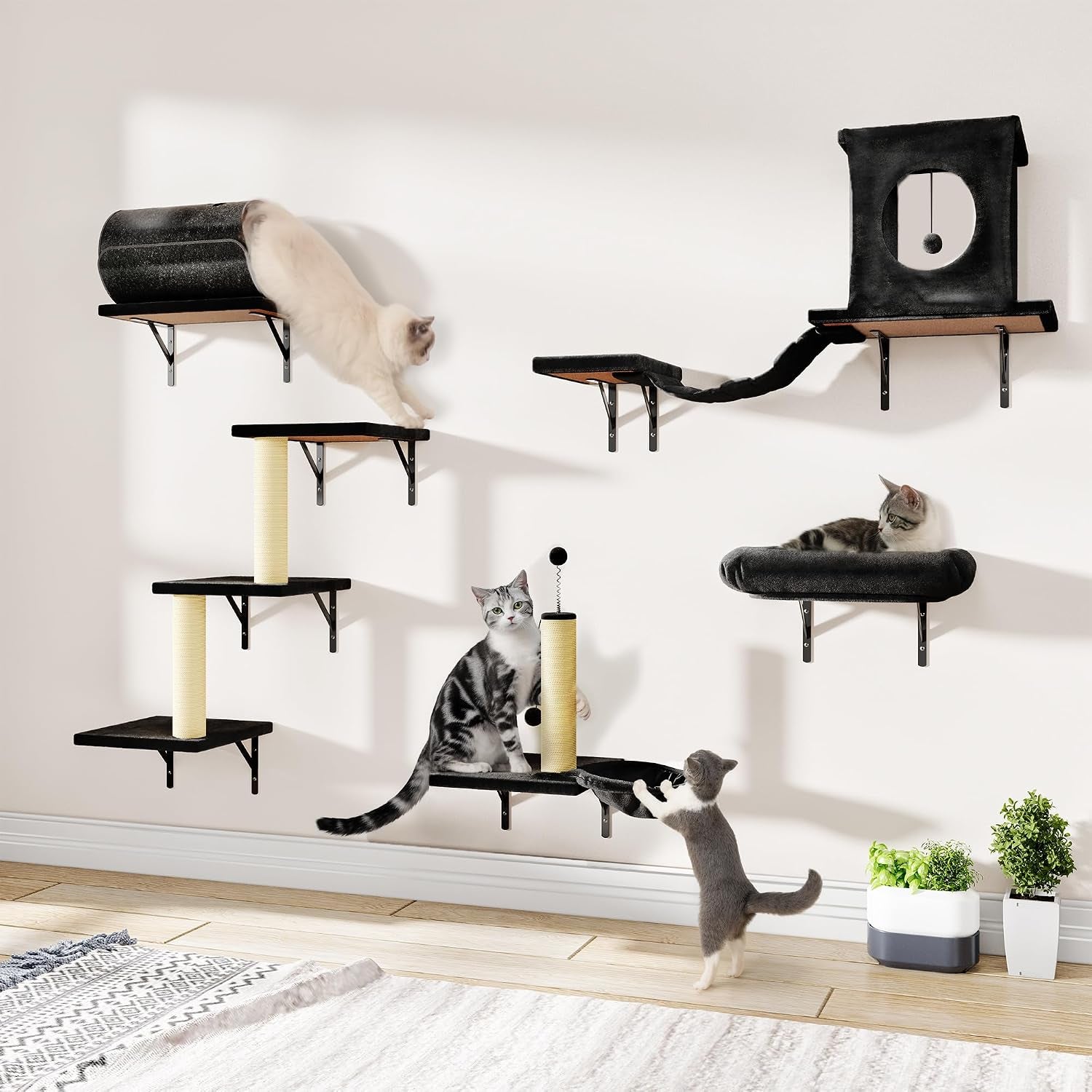 12-in-1-cat-wall-shelves-wall-mounted-cat-climber-with-condo-house-scratching-post-bridge-ladder-space-saving-indoor-play-furniture-for-kittens-black