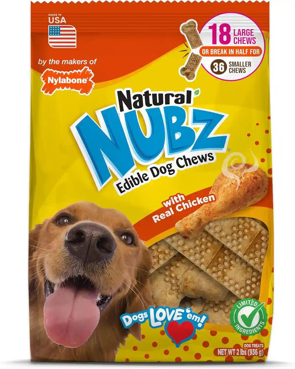 Nylabone Nubz Natural Dog Treats Made with Real Chicken, Large, 40 Count | Long Lasting Dog Chews, Made in the USA, Limited Ingredients, Highly Digestible, Dog Dental Treats for Large Dogs 30+ Lbs15