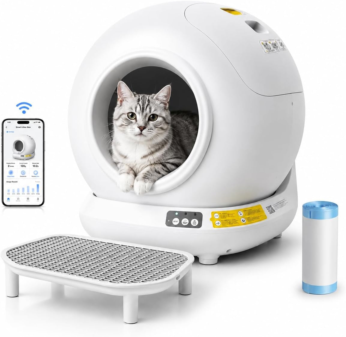 self-cleaning-cat-litter-box-app-control-78l-auto-includes-step-pedal-low-6-3-entry-fits-multiple-cats-anti-pinch-safety-sensors-no-scoop-disposal-weight-monitor-free-step-pedal