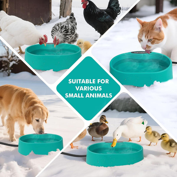 125 OZ/3.7L Heated Water Bowl, Large Heated Dog Bowls for Outside, Safety Listed Heated Pet Bowl with Anti-Chew Cord for Dog, Chicken,Duck,Cat Drinking Water in Winter, Anti-Slip Base8
