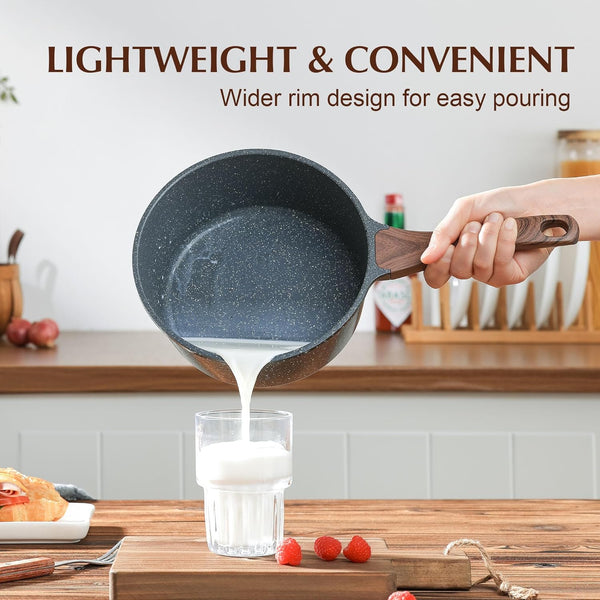 Nonstick Sauce Pan Set with Lid, 1.5+2 Quarts, PFOA/PFOS Free | Swiss Granite Coating Sauce Pot Kitchen Cooking Pot Sets, Induction Compatible3