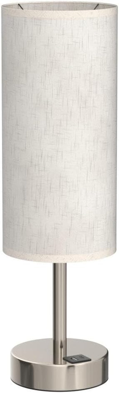 Bedside Table Lamp for Bedroom - Touch Desk Lamp with USB A+C Port | USB A+C Ports, 3-Way Dimmable, LED Bulb Included, White Fabric Shade, Silver Metal Base, 14" Small Night Stand Lamp for Dorm4
