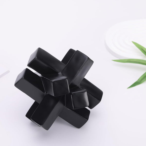 Black Knot Decor Knick Knacks for Shelves, Black Geometric Sculpture Statue Modern Decorative Objects Shelf, Black Home Décor Accents, Minimalist Bookcase Tv Stand Coffee Table Entrance Decor Objects3