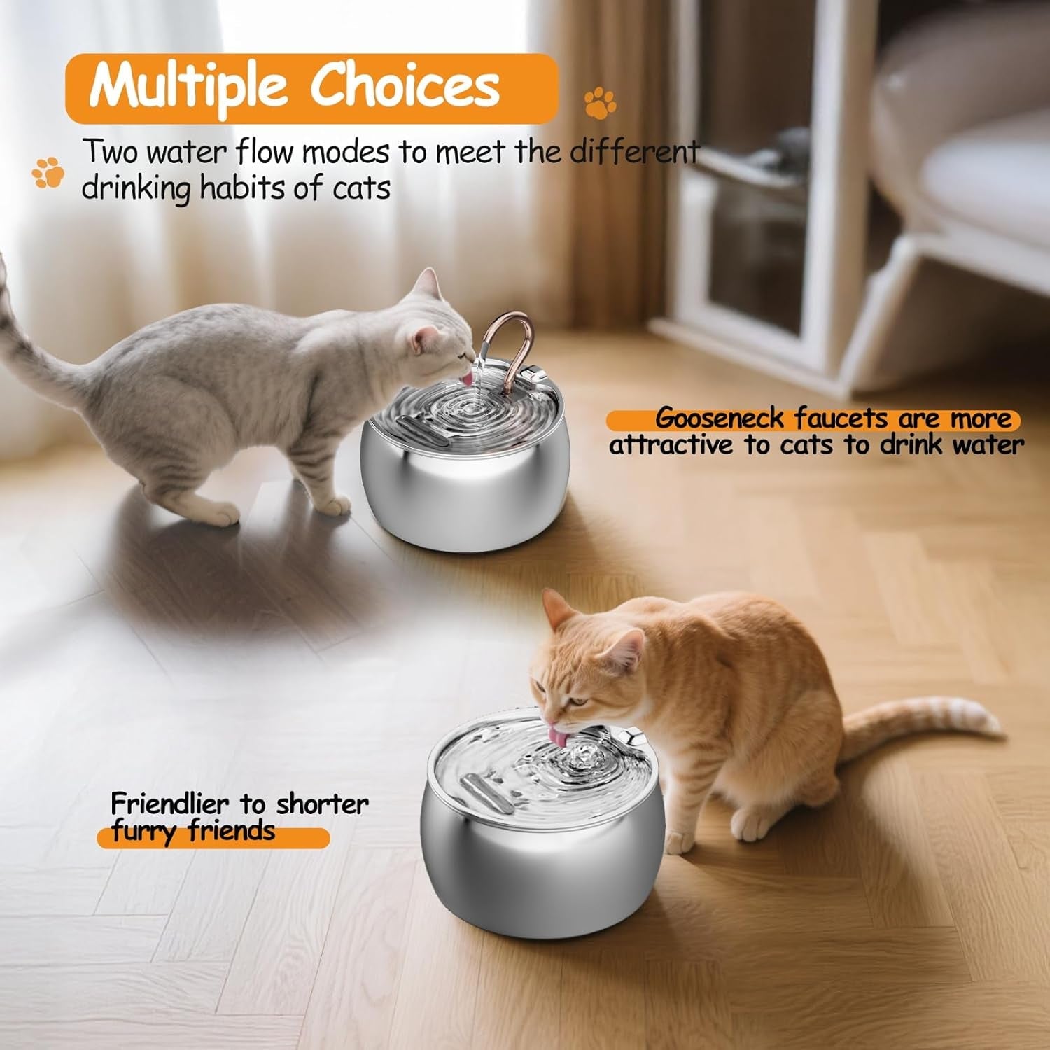 2-5l-84oz-gooseneck-cat-water-fountain-stainless-steel-quiet-kitty-spout-cat-fountain-for-drinking-pet-water-fountain-for-cats-inside-automatic-cats-water-dispenser-for-pets