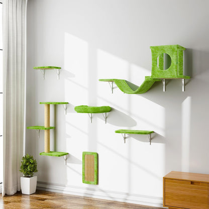 NUNU LAB Wall Mounted Cat Furniture Set - 6 Pcs Climber Set with House, Bridge, Steps, Scratcher Board - DIY Walls Playground, Indoor Cat Shelves - Gray27