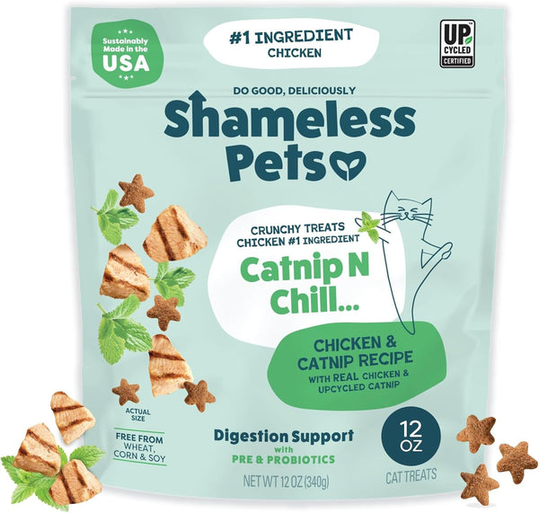 Shameless Pets Crunchy Cat Snacks & Treats – Healthy Cat Treats for Indoor Cats & Kittens with Catnip, Real Chicken & Digestive Support, Catnip N Chill (2.5 Oz)13