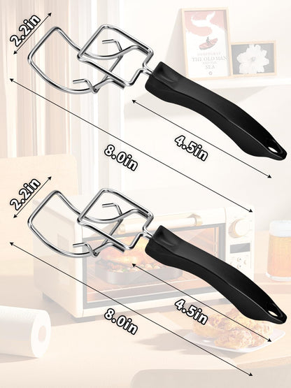 2 Pcs Air Fryer Convection Toaster Oven Tray Extractor,Oven Tray Handle, Oven Rack Pull Tool,Grills Clip, Oven Clip,Be Suitable for Air Fryer, Toaster Oven,Used to Quickly Remove4