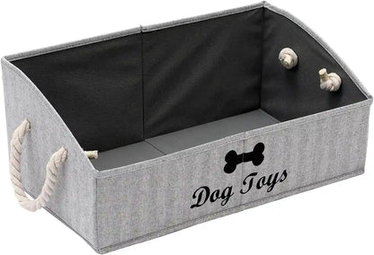 Morezi Large Dog Toy Bin Puppy Shallow Toy Basket Dog Toy Storage Perfect for Living Room Playroom Closet Home Organization - Grey Canvas9