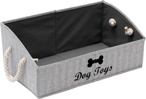 Morezi Large Dog Toy Bin Puppy Shallow Toy Basket Dog Toy Storage Perfect for Living Room Playroom Closet Home Organization - Grey Canvas9