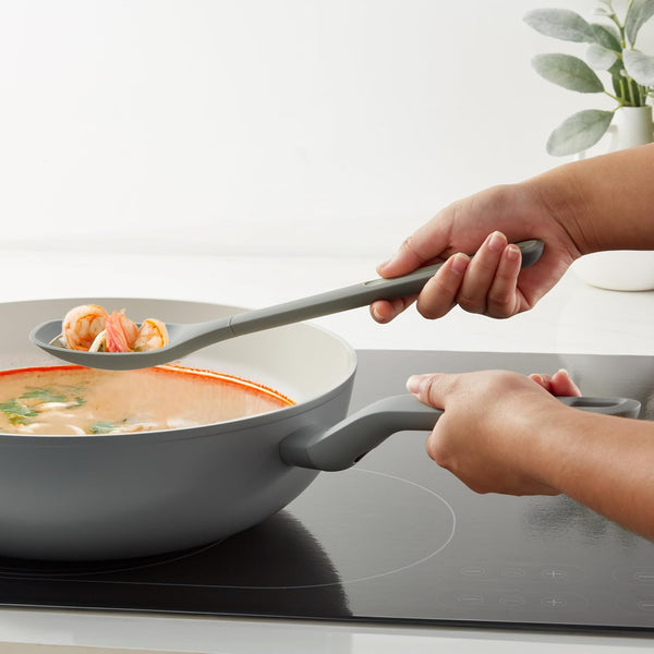 Leo Balance 12.75" Ceramic Nonstick Wok Pan with Glass Lid | 6.2Qt Flat Bottom Induction Stir Fry Pan, Recycled Aluminum, PFAS Free, Stay Cool Helper Handle, Spoon Rest Lid, Moonmist7