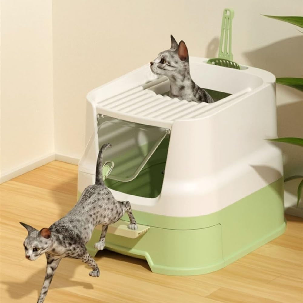 pet-supplies-enclosed-top-entry-cat-litter-box-with-lid-scoop-large-anti-splash-drawer-design
