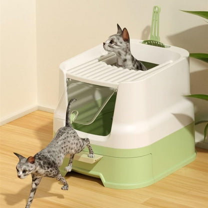 Pet Supplies, Enclosed Top-Entry Cat Litter Box with Lid & Scoop, Large Anti-Splash Drawer Design7