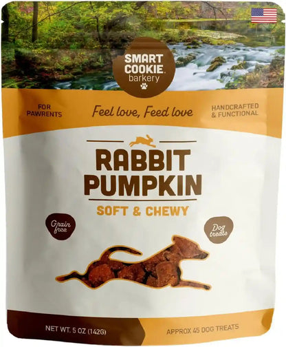 Smart Cookie Healthy Soft Dog Treats - Rabbit & Pumpkin - Grain Free Limited Ingredient Training Treats for Dogs with Sensitive Stomach & Allergies, Natural Novel Protein, Made in the USA (5Oz.)1
