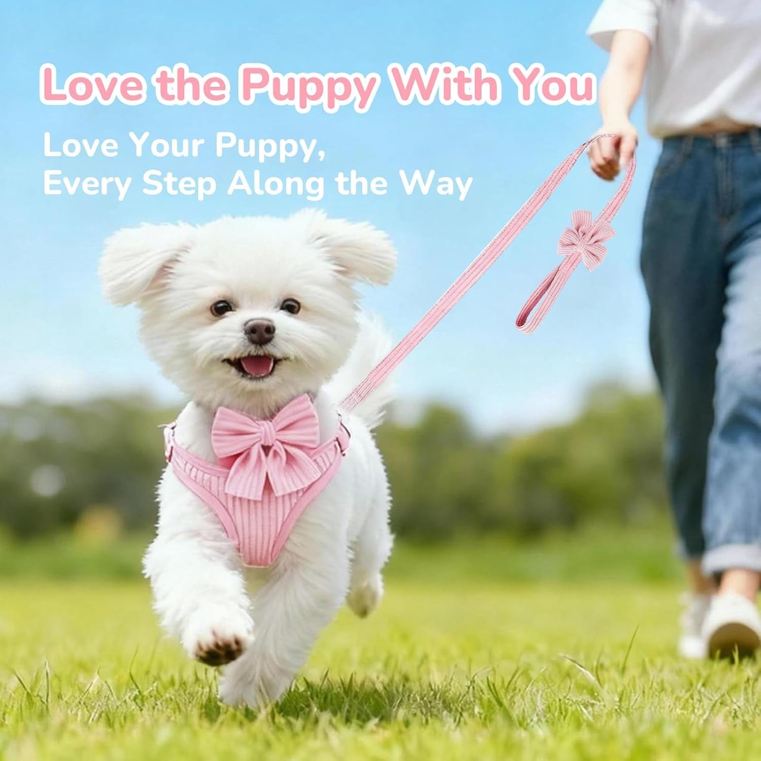 small-dog-collar-harness-and-leash-set-dog-harness-no-pull-with-bowtie-breathable-cotton-adjustable-pet-puppy-harness-easy-walk-dog-harness-s14-18-9