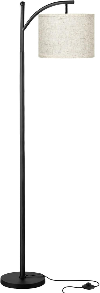 60" Modern Floor Lamp with Beige Shade, 9W LED Bulb | 3 Color Temperatures Bulb, Adjustable Linen Shade, Standing Lamps for Living Room Bedroom Office Classroom Dorm, Black Pole7