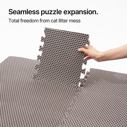 Mewtopia No-Gap Puzzle Cat Litter Box Mat – Seamless, Limitless Expandable, Extra Large(41.3"X21.6") Litter Trapping Mat, Urine & Waterproof, Detachable, Easy to Rinse, Vacuum.2