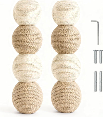 【2026 Upgraded】 2 Pack Cat Scratching Post Replacement, 13.8" X 3.93" Sisal Scratching Poles with M8 Screws, Modern Cat Tree Replacement Parts for Indoor Cat Tower Repair, White7