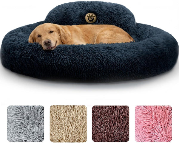 Petjett Calming Dog Bed Medium Size Dog - 30'' Donut Bed, Washable Dog Bed, Anti-Slip & Super Soft Fluffy Plush round Dog Bed, Anti-Anxiety Premium Comfort Pet Bed, Fits Dogs Upto 45 Lbs - Dark Grey9
