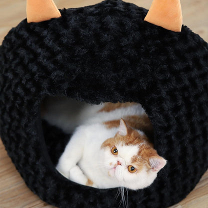 Funny Cat Bed Halloween Large Cat Cave Nest Warm Cute Kitten Bed Mattress Cartoon Ultra Soft Plush Removable Cushion8