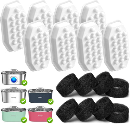 Rellaty Cat Water Fountain Stainless Steel | 8 Filters Replacement & 8 Pre-Filter Sponges1