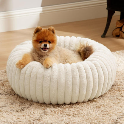 Bedsure Comfyfleece™ Donut Large Dog Bed - Washable Faux Fur with Corduroy Fleece & anti Slip Bottom, round Pet Bed with Removable Cover, Camel Brown, 36X36X8 Inches | 36X36X8In,Calming round Pet Bed,Support Plush , with Removable Corduroy Fleece for Big Dog,Anti Slip Bottom,Camel Brown17