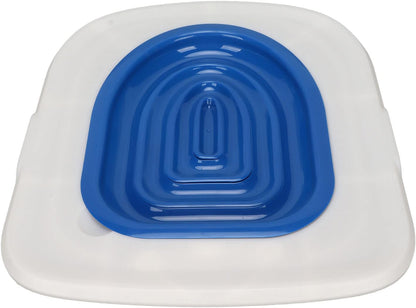 Reusable Cat Toilet Training Kit Universal round Elongated S ABS Trainer Tool for Kittens Pets Litter Box Alternative Potty System (White Tray, 1 Blue Inner Support)9