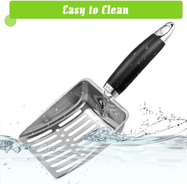 Cat Litter Scoop - Stainless Steel Metal Cat Litter Scoop-Kitty Metal Scooper-Sturdy Mesh Scooper - Mesh Shovel-Easy to Clean - Suitable for Cat Litter Box - Light Black5