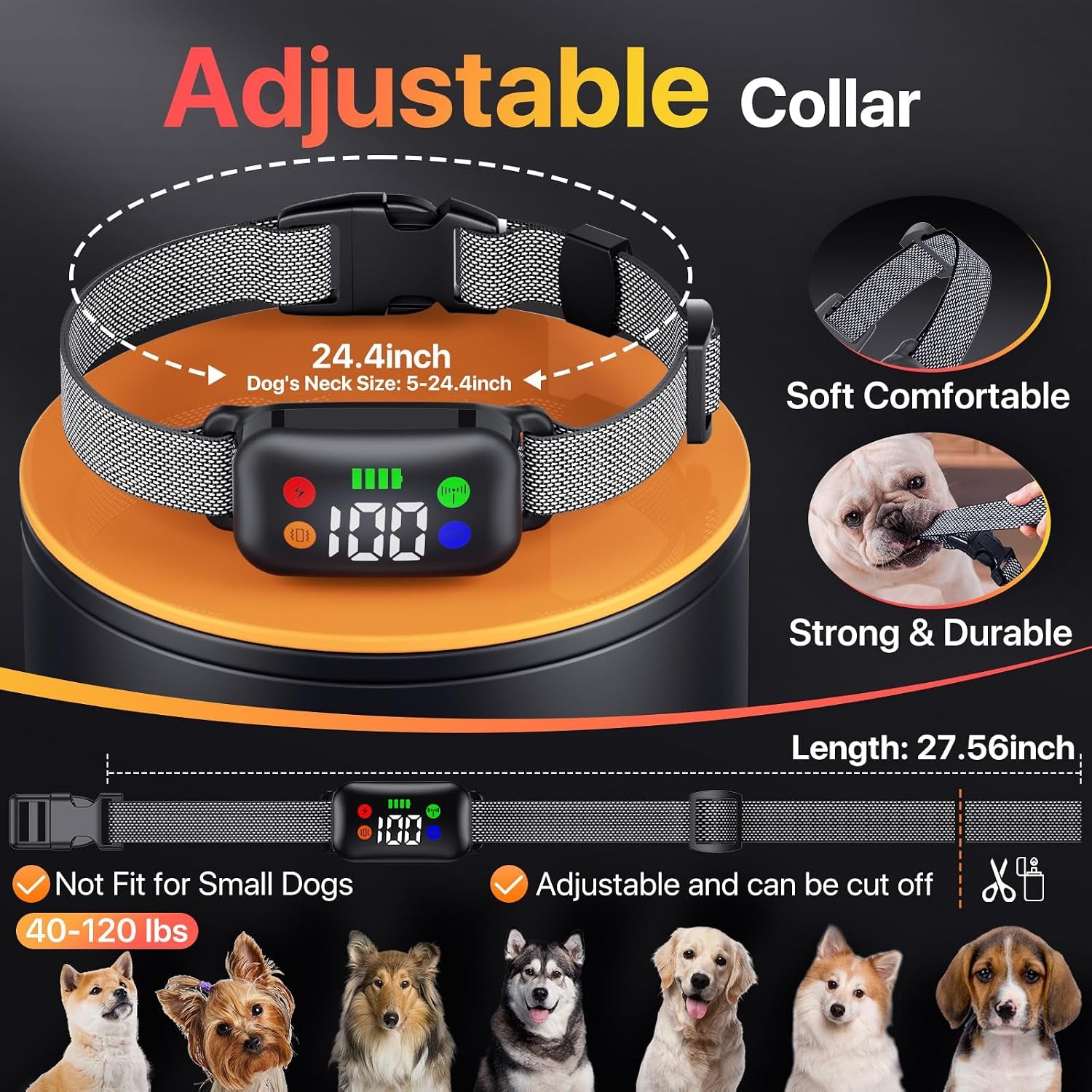 dog-shock-collar-with-remote-control-dog-training-collar-for-large-medium-dogs-40-120lbs-waterproof-shock-collar-for-dogs-with-beep-vibration-security-lock-solid-black