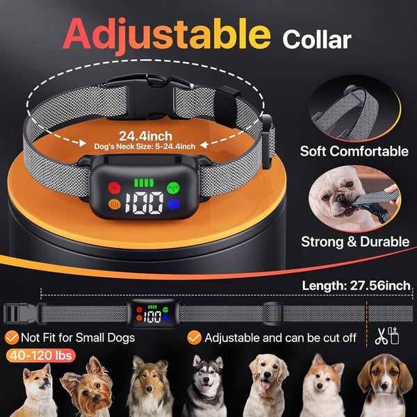 Dog Shock Collar with Remote Control, Dog Training Collar for Large Medium Dogs 40-120Lbs Waterproof, Shock Collar for Dogs with Beep Vibration Security Lock (Solid Black)6