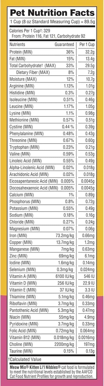 Meow Mix Kitten Li’L Nibbles Dry Cat Food for Kittens, 4 Bags | 3.15 Lb. Bags, Delicious Flavors of Chicken, Ocean Fish, Salmon and Turkey, Provides Complete and Balanced Nutrition6
