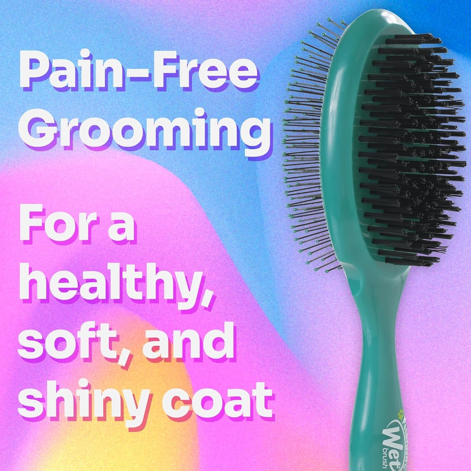 wet-brush-ultimate-dual-sided-detangling-brush-ultra-soft-intelliflex-bristles-removes-loose-hair-dirt-for-dogs-cats-rabbits-teal