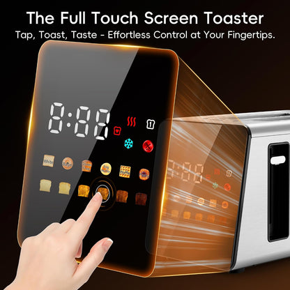 Smart Touchscreen 2 Slice Toaster, Wide Slot, Memory & Single-Slot | Digital Timer, Extra Wide Slot for Bagels, 6 Shade Levels & 6 Bread Settings, Reheat, Defrost, Favorite, Grey3